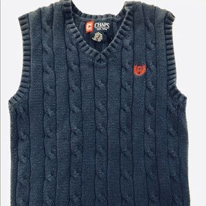 Boys Navy Chaps Cable Knit Sweater Vest